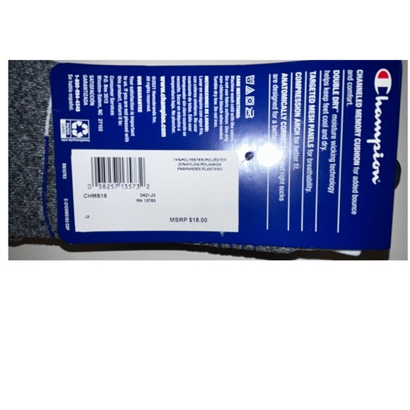 Champion No Show Socks 3 Pair Men's 6-12 White Black Yellow Blue w Logo NEW $18 - Picture 3 of 12